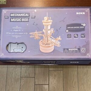 ROKR Mechanical Music Box Airplane Control Tower 3D Wooden Puzzle